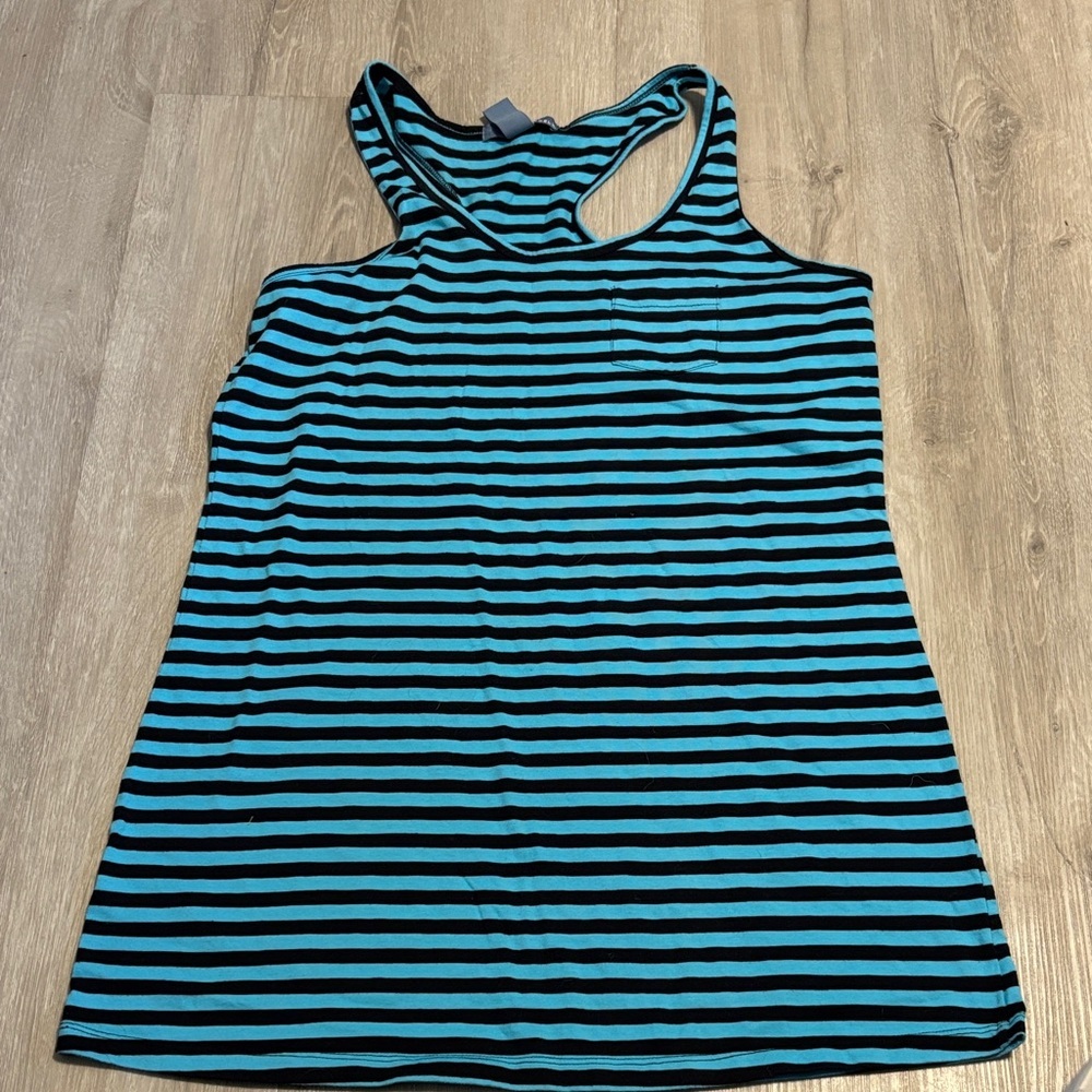 Kaisely Teal and Black Striped Tank Dress